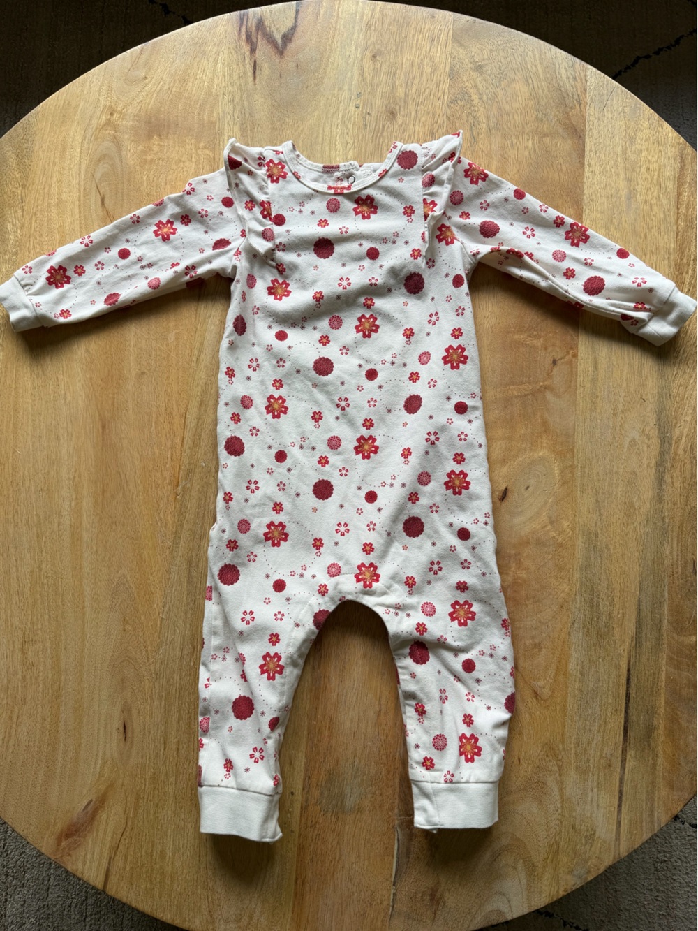 Miles The Label Floral Print One-Piece Playsuit - White with Red Flowers 18 Mont